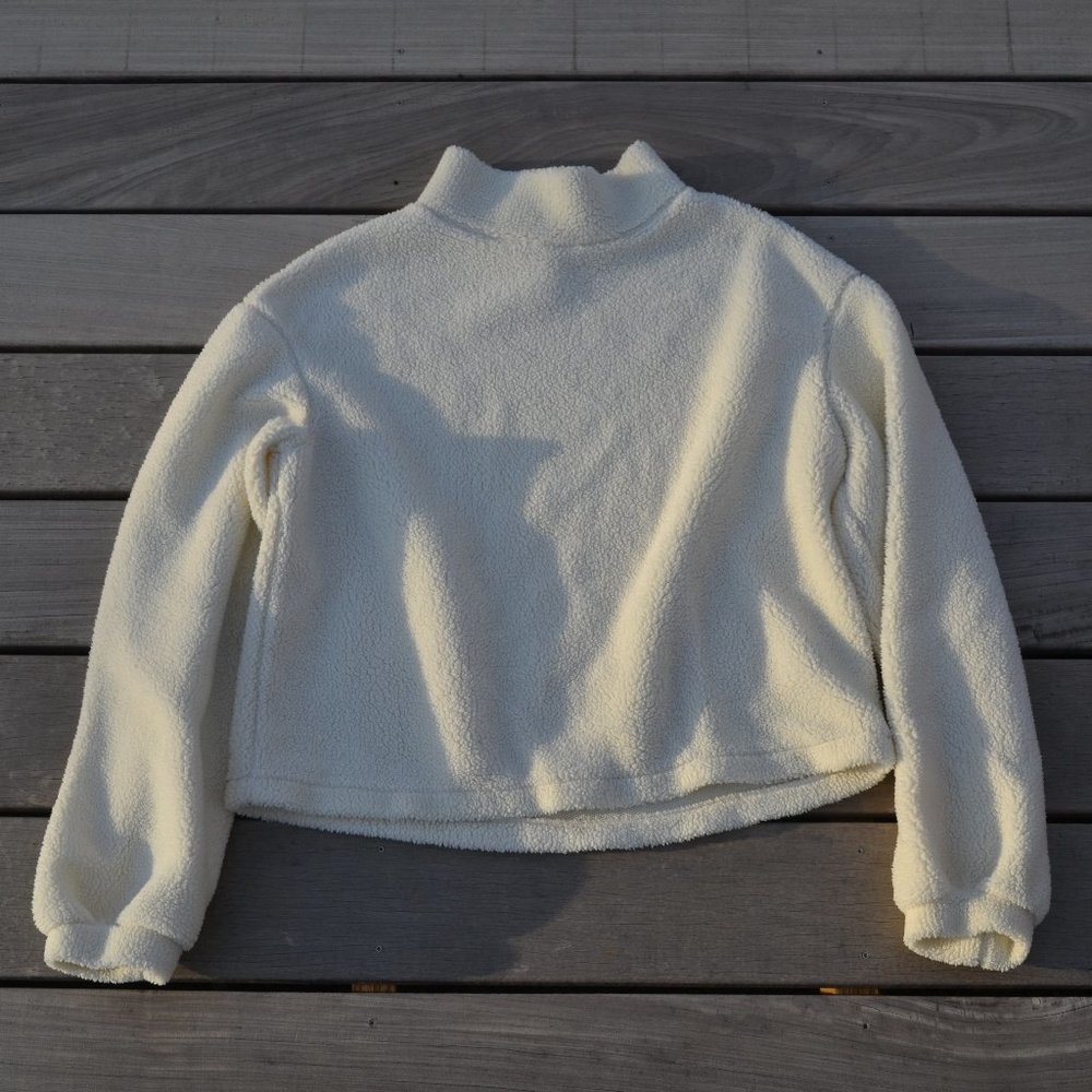 fuzzy white turtle neck sweater